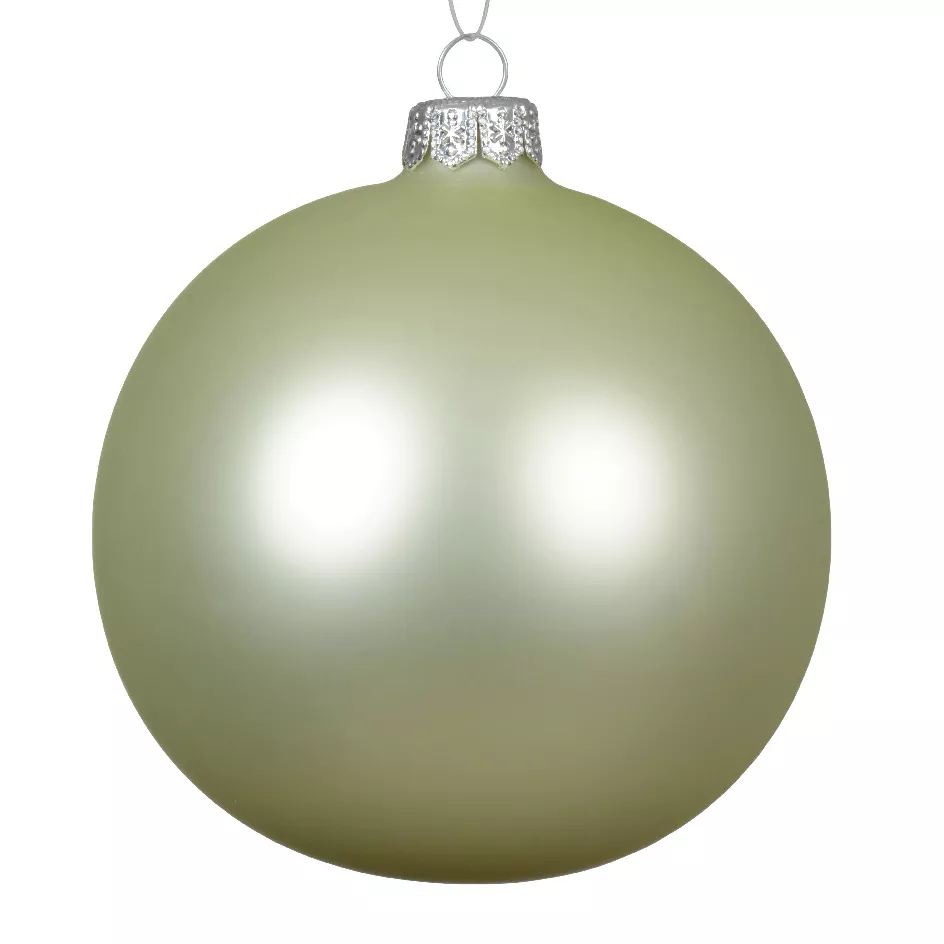 Set van 6 glazen kerstballen (D80 mm) Mat Arctische Witte Munt
