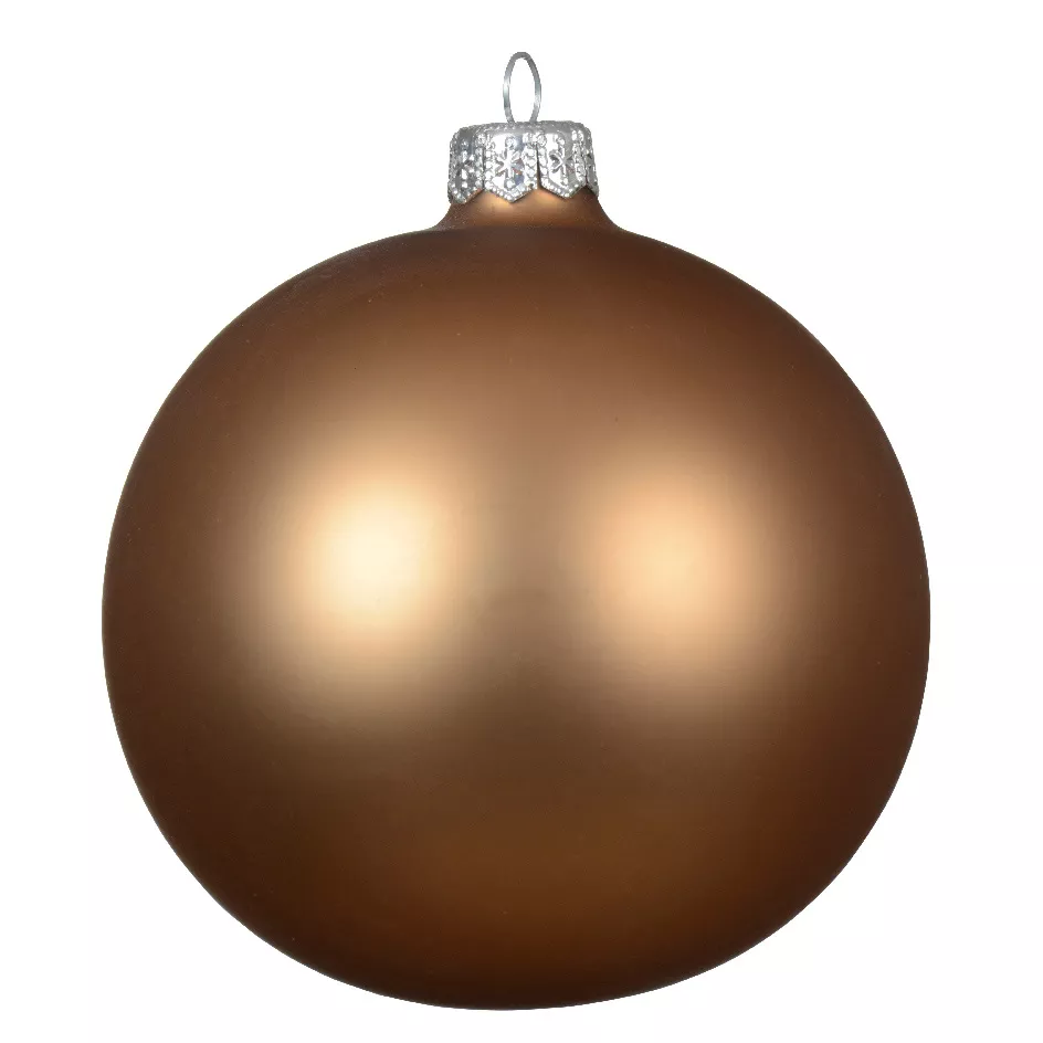 Lote de 6 bolas de Navidad de vidrio (D80 mm) Ártico mate Nuez de pacana