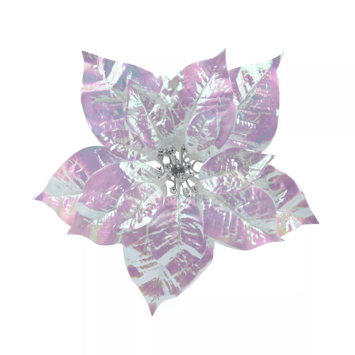 Poinsettia de Navidad en clip (D25 cm) Ice iridiscente