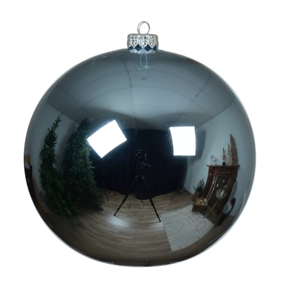 Lote de 6 bolas de Navidad de vidrio (D80 mm) Ártico brillante Azul glaciar