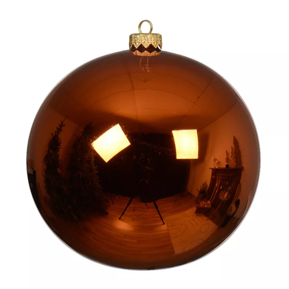 Lote de 4 bolas de Navidad de vidrio (D100 mm) Ártico brillante Calabaza