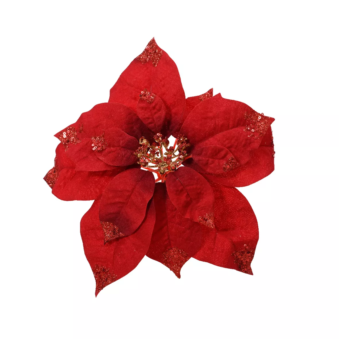 Kerst Poinsettia op clip (D25 cm) Schitterend Bordeaux fluweel