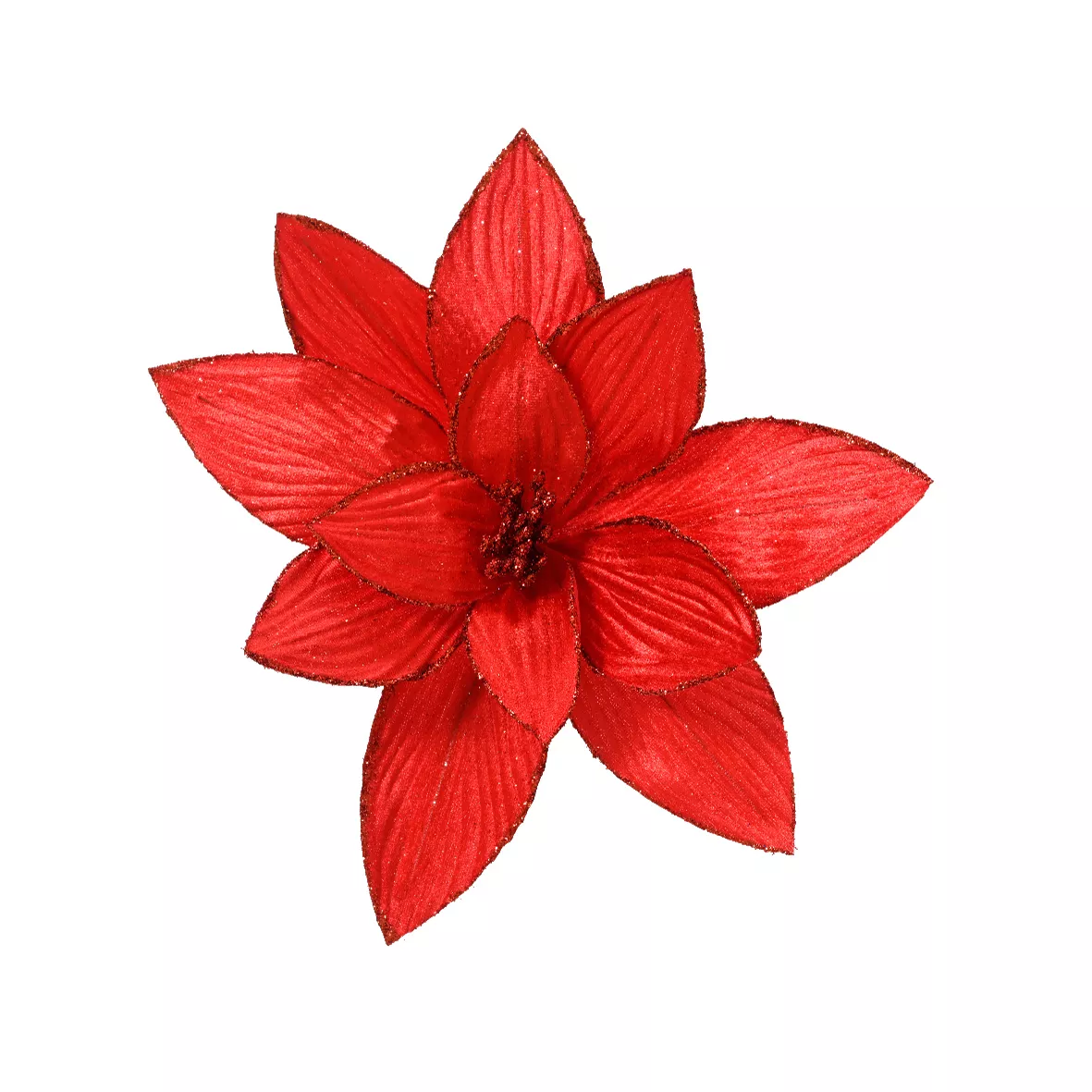 Gran Poinsettia de Navidad en clip (D30 cm) Terciopelo Rojo