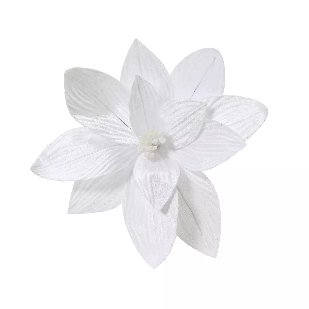 eminza Grande Poinsettia de Noël sur clip (D30 cm) Velours Blanc