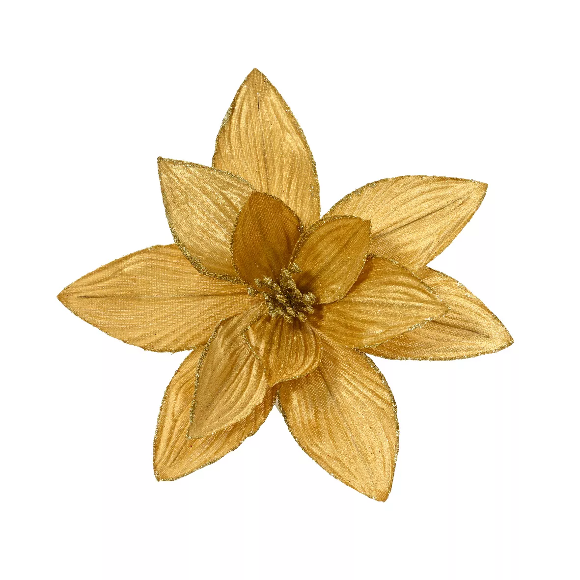 Grande Poinsettia de Noël sur clip (D30 cm) Velours Or