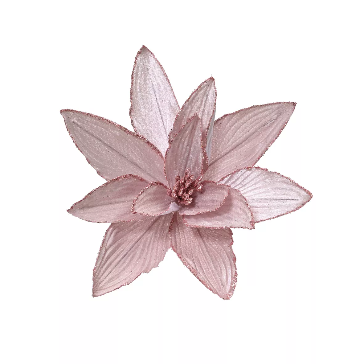 Gran Poinsettia de Navidad con clip (D30 cm) Terciopelo Rosa empolvado