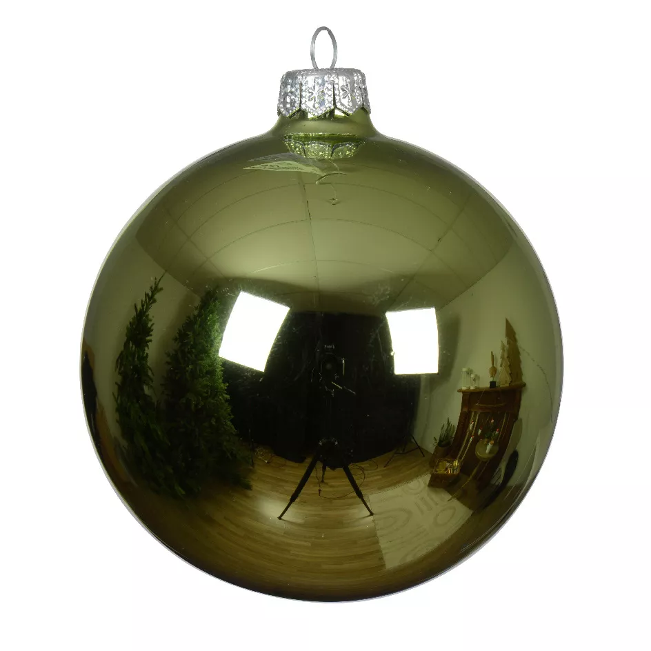 Lote de 4 bolas de Navidad de vidrio (D100 mm) Ártico brillante Té verde