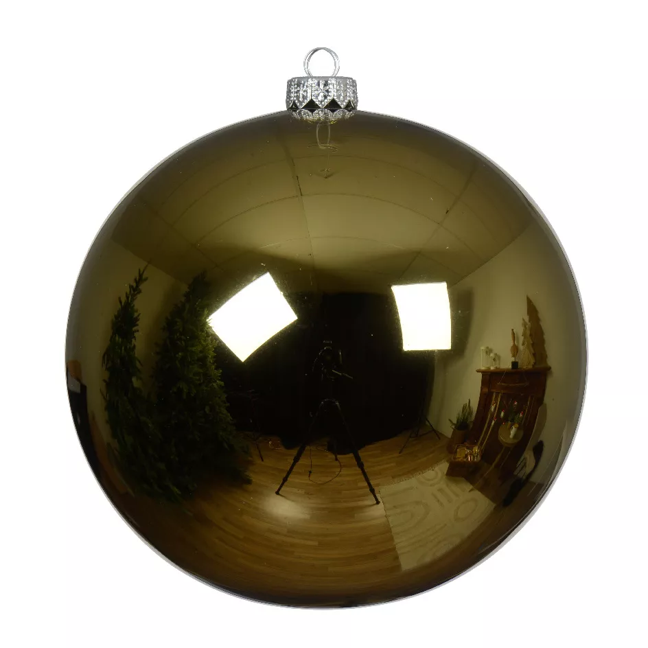 Lote de 6 bolas de Navidad de vidrio (D80 mm) Ártico brillante Verde romero