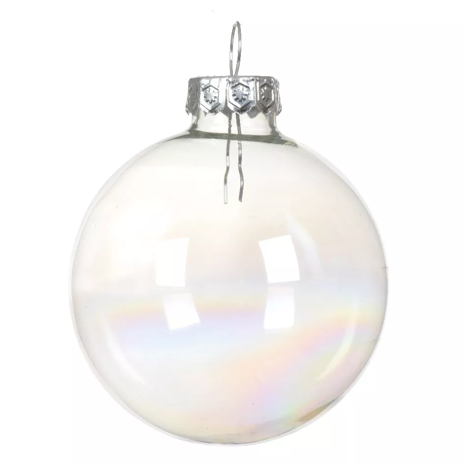 Lote de 10 bolas de Navidad de vidrio (D60 mm) Myst transparente iridiscente