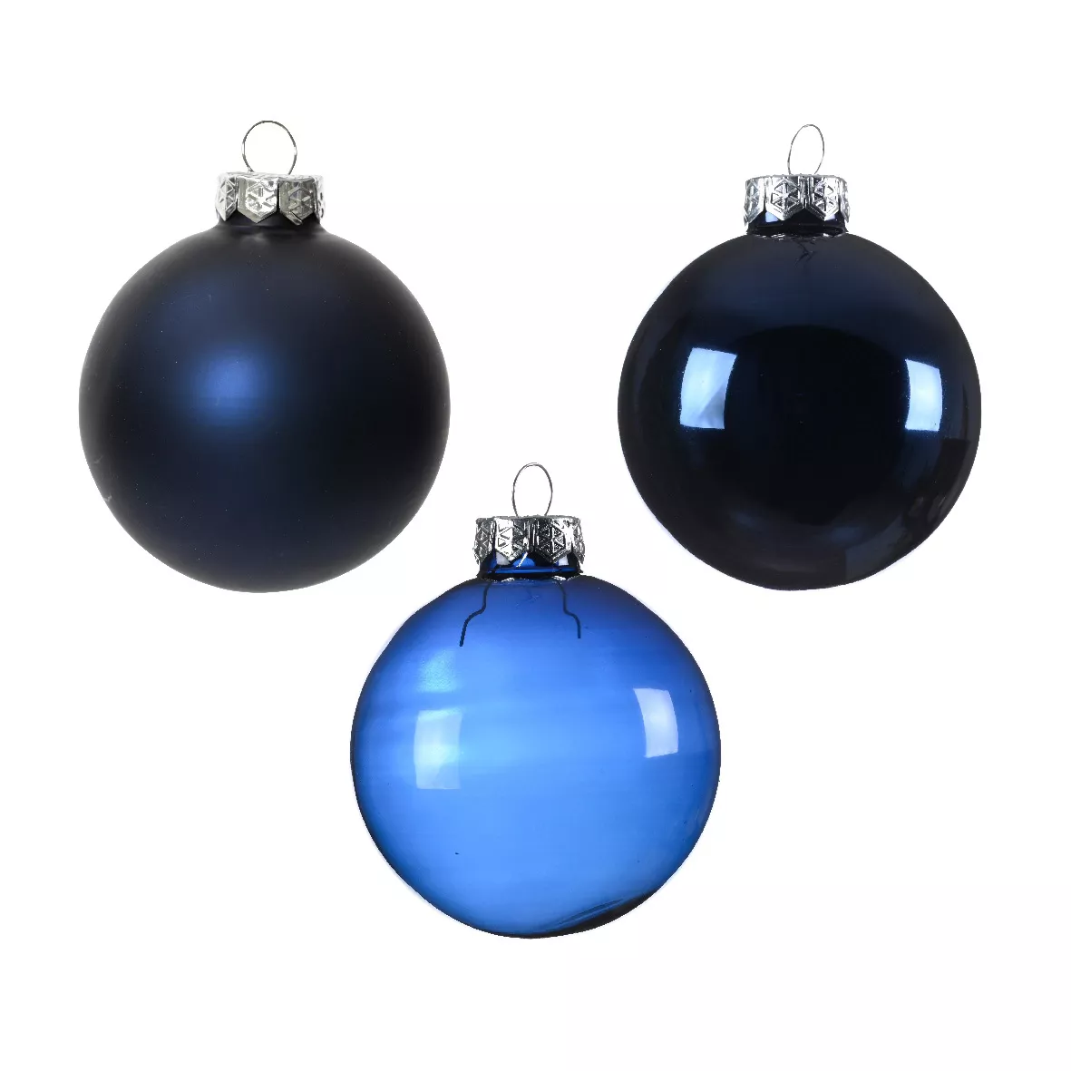 Set van 21 assorti glazen kerstballen Nachtblauw Kristal