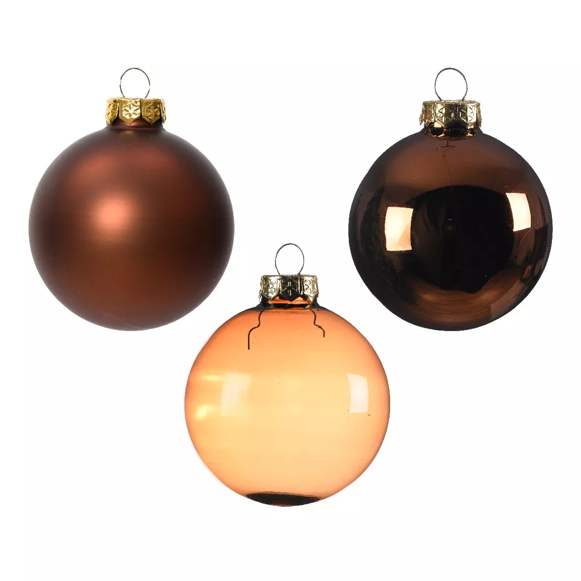 Lote de 21 bolas de Navidad de vidrio surtidas Cristal Marrón café