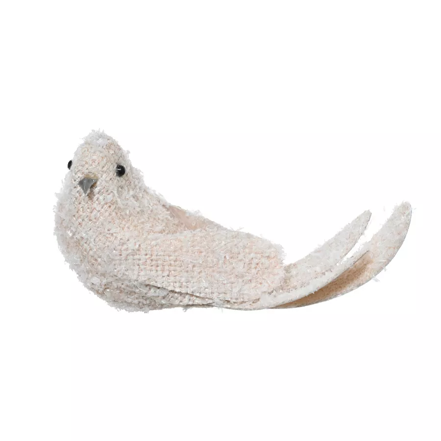 Pájaro en pinza (L13 cm) Hakuba Beige claro