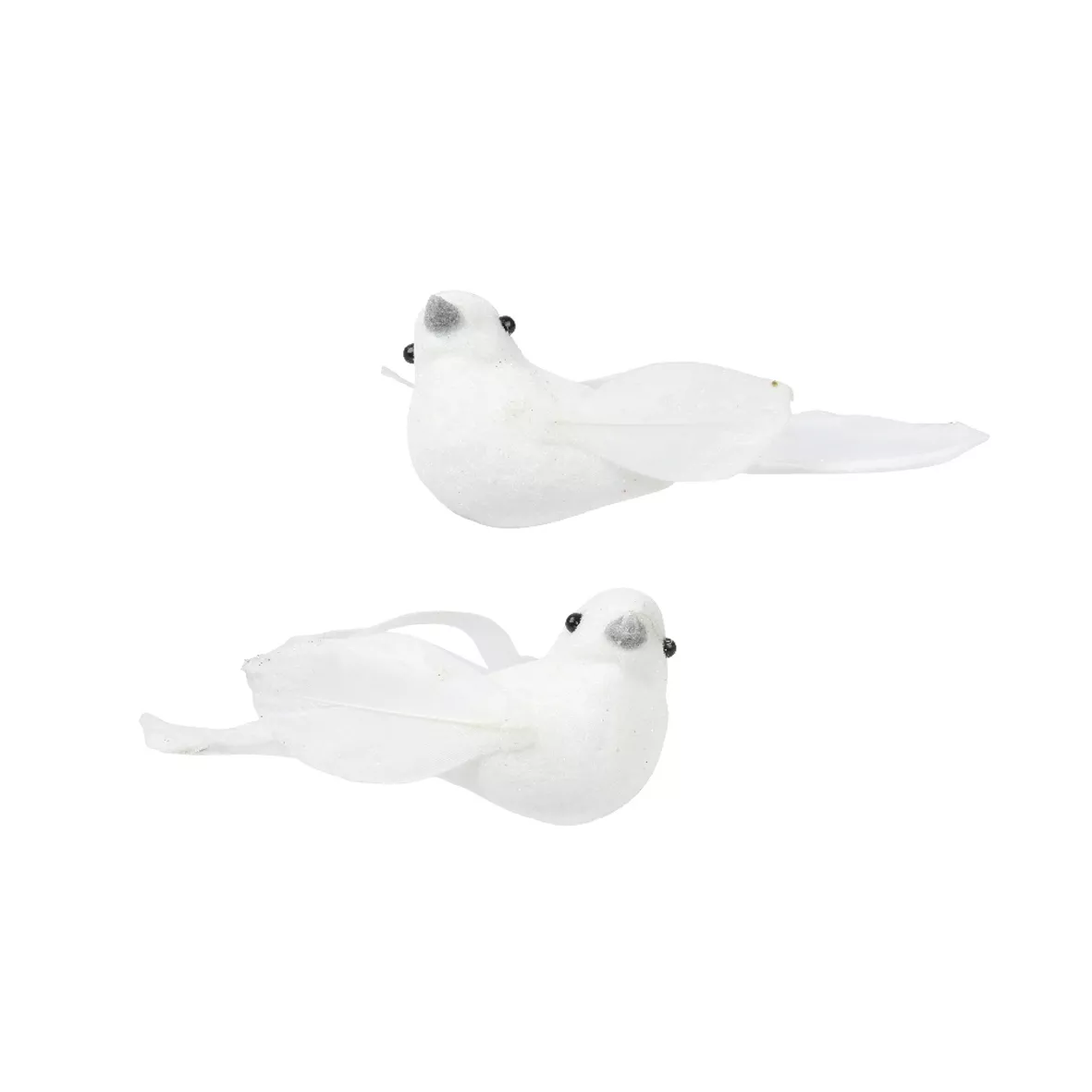 Lote de 2 Pájaros en pinza (L11 cm) Niseko Blanco de invierno