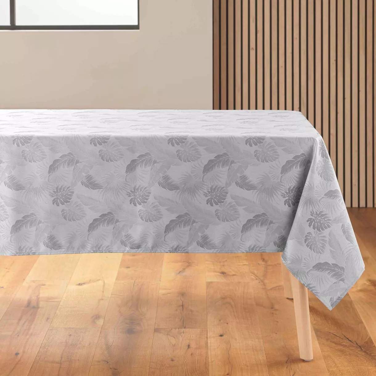 NAPPE RECTANGLE 140 x 250 CM JACQUARD ENDUIT ENOLA GRIS