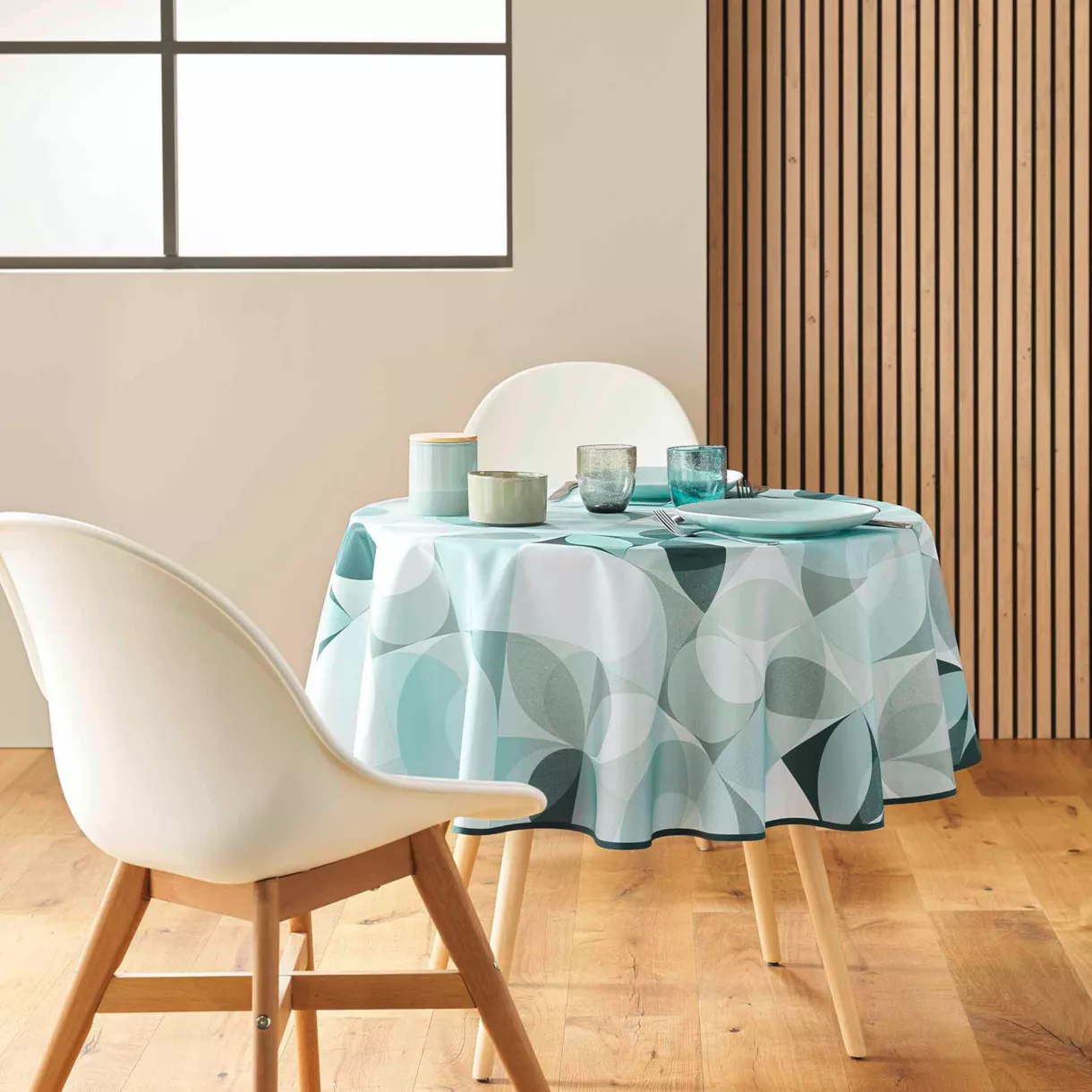 NAPPE RONDE (0) 180 CM POLYESTER IMPRIME TESSOURO SAUGE