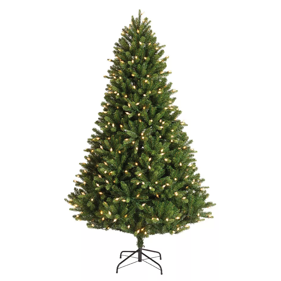 Árbol artificial de Navidad con luces 320 LED H180 cm Barrow Verde abeto