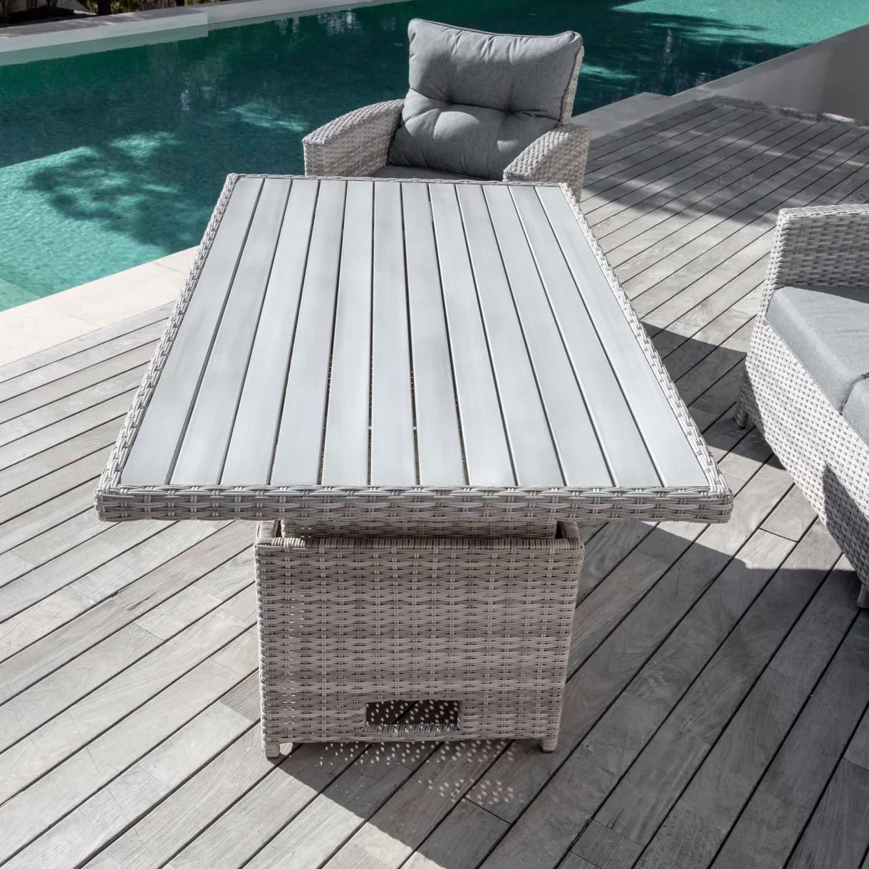Mesa de jardín levantable en aluminio  7 lugares (145 x H5172 cm) Tivoli - Gris