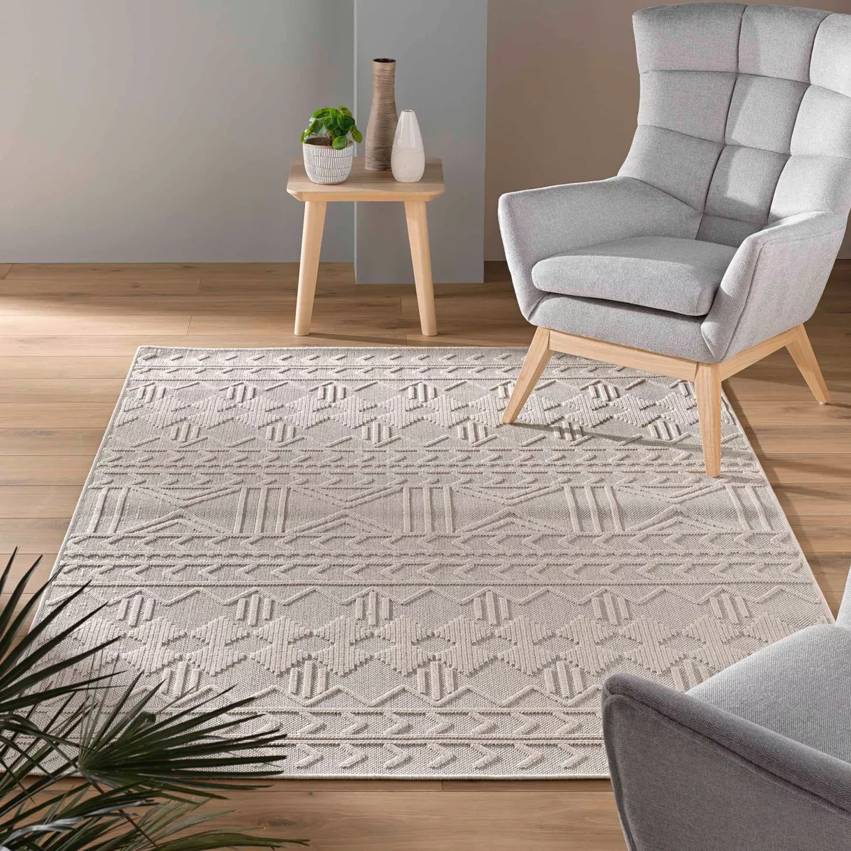 eminza Tapis de salon tissé (160 x 230 cm) Valam Beige