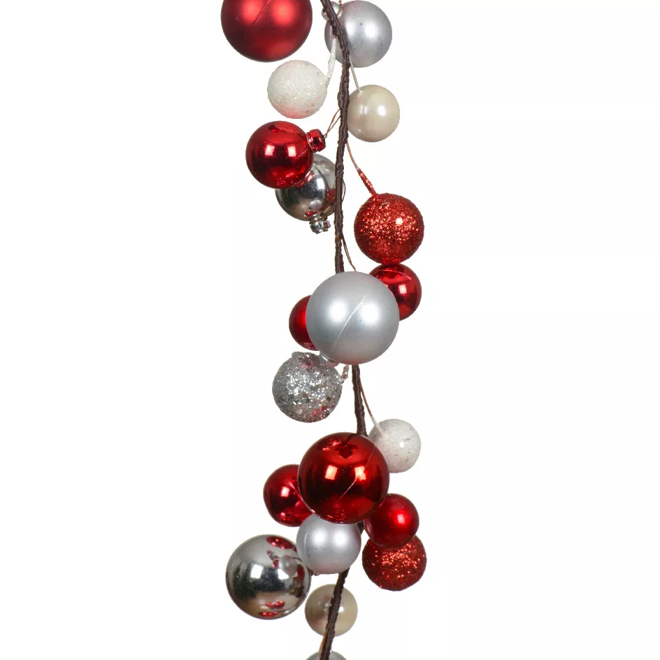 Kerstslinger (180 cm) Kerstballen Rood en zilver