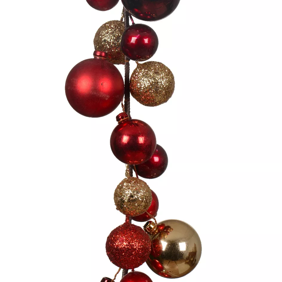 Guirnalda de Navidad (180 cm) Bolas de Navidad Rojo y oro