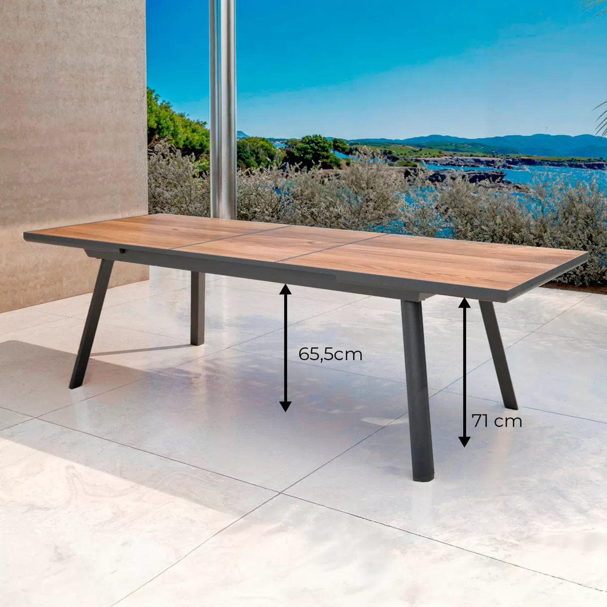 Tuintafel uitschuifbaar aluminium 10 zitplaatsen (260 x 96 cm) Amalfi - Antraciet