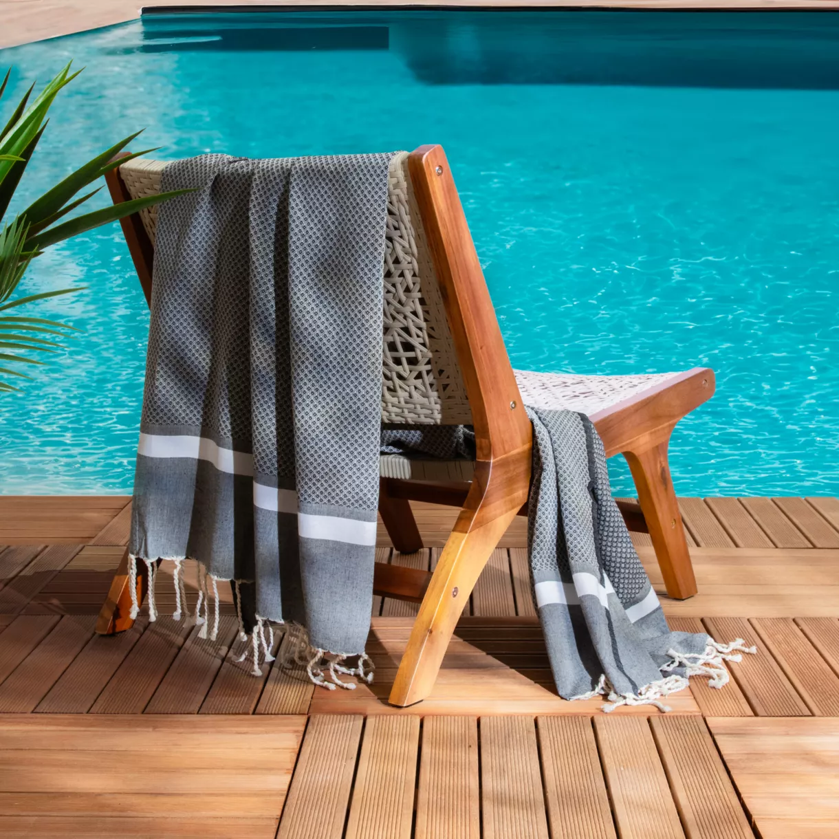 Fouta en algodón reciclado (100 x 200 cm) Selma Negra