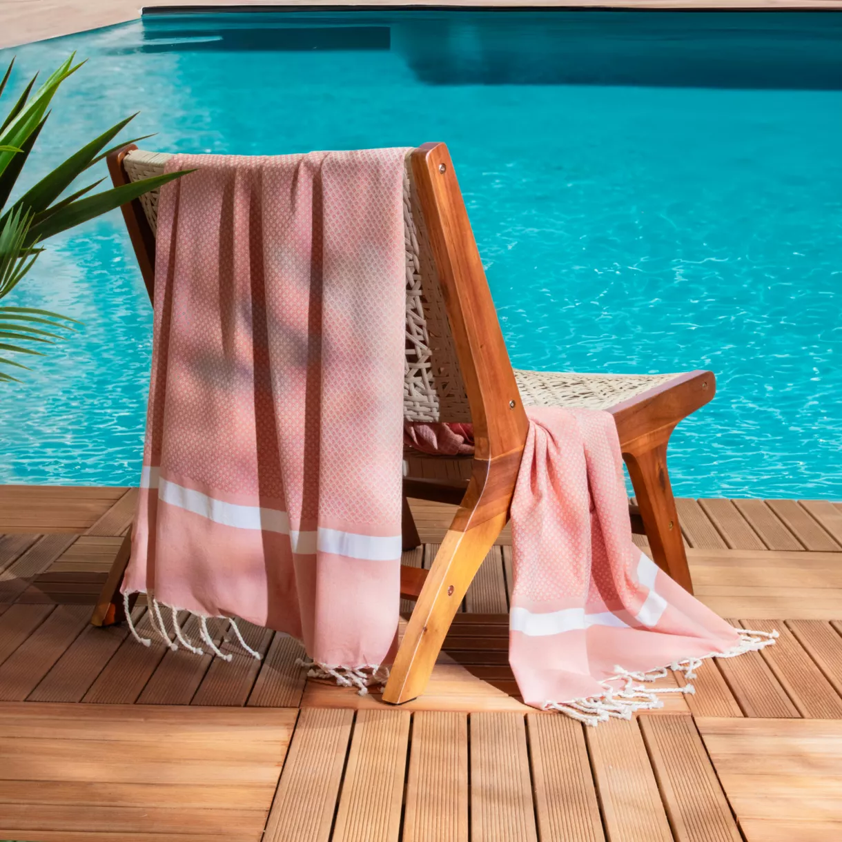 Fouta en algodón reciclado (100 x 200 cm) Selma Coral