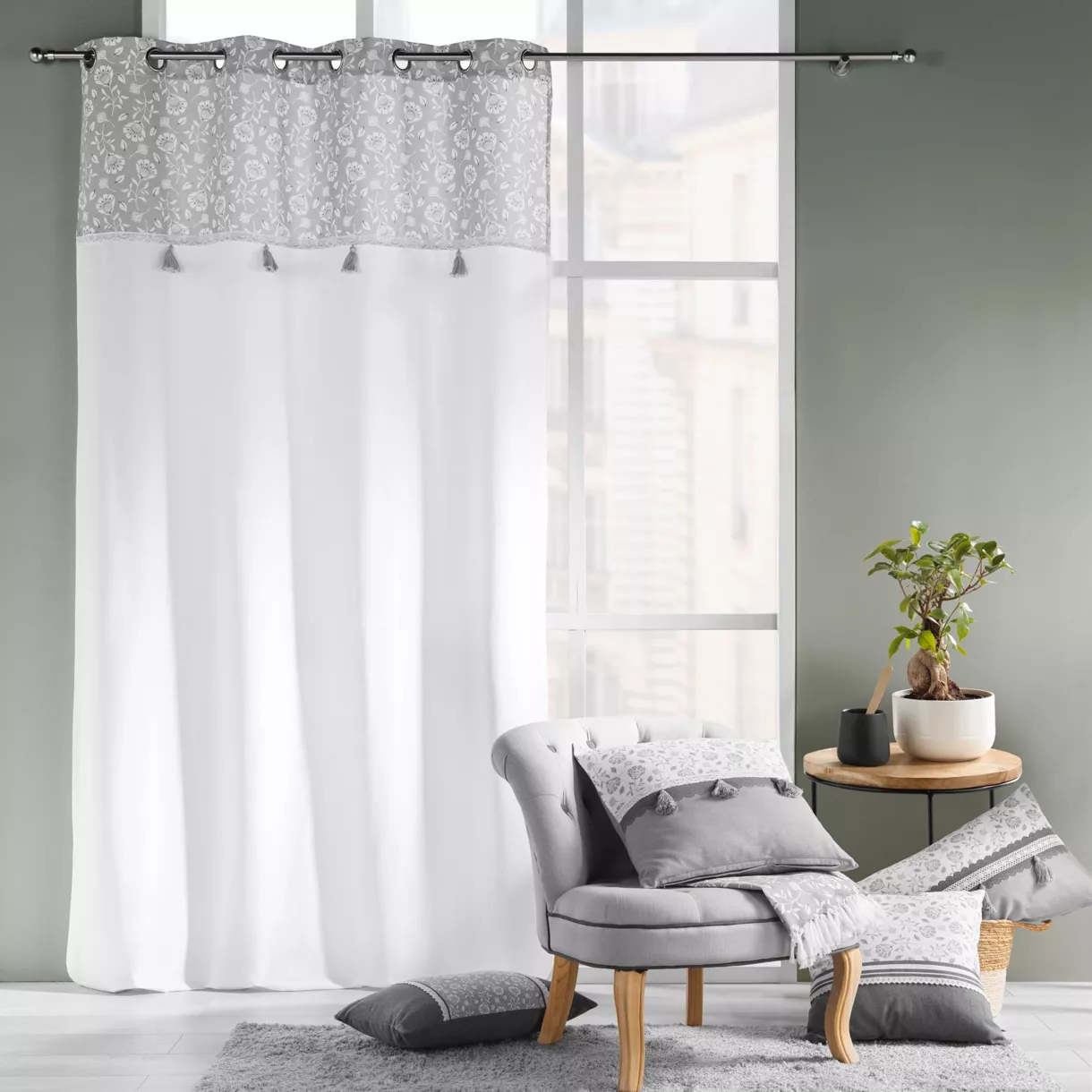 Cortina con ojales (140 x 240 cm) Flavie Gris