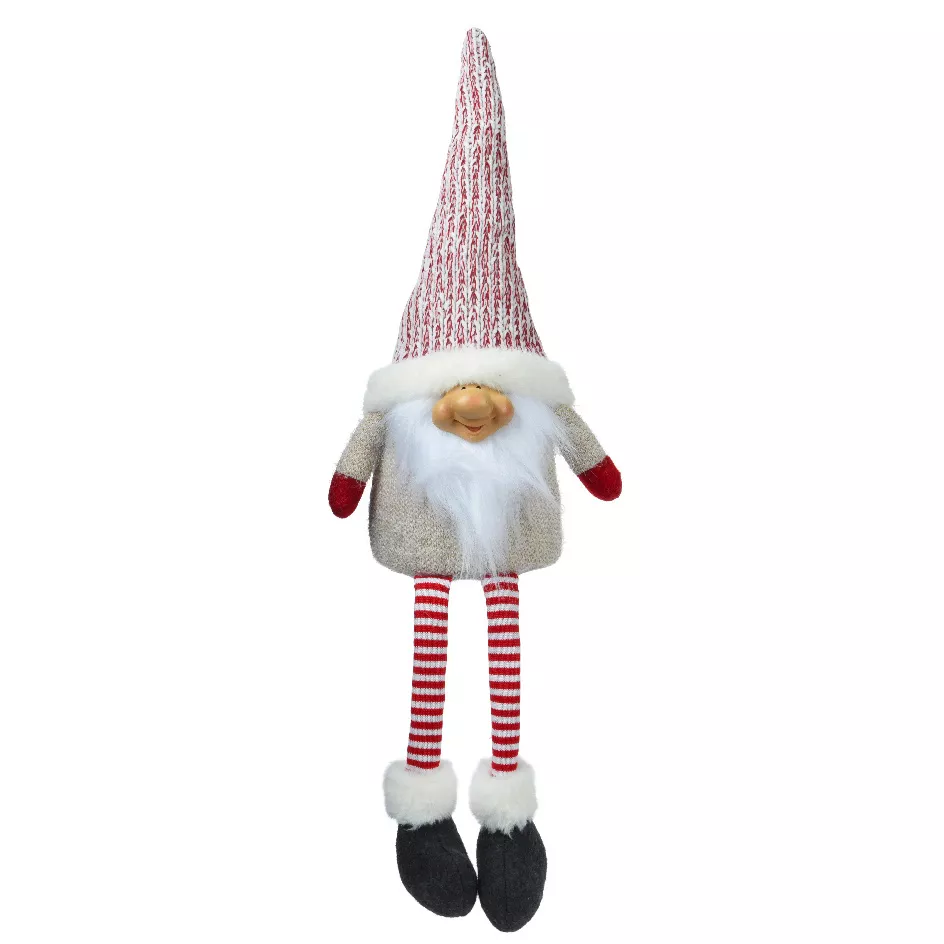 Lutin de Noël fait main (H60 cm) Rieur et barbe blanche