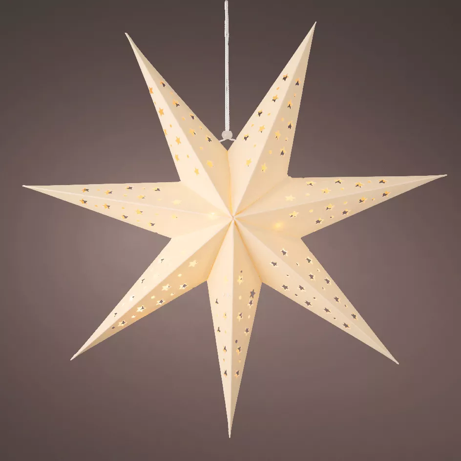 Op te hangen lichtster (H60 cm) Origami Stella Wit en warm wit