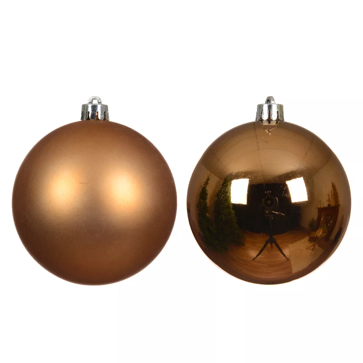Lote de 4 bolas de Navidad (D100 mm) Alpine Nuez Pecán