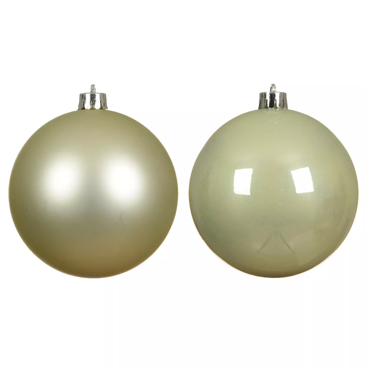 Lot de 4 boules de Noël (D100 mm) Alpine Menthe blanche