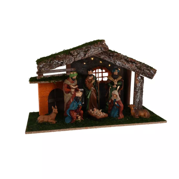 CRECHE MDF HOUSE W 8 FIGURES WW LED MOD A