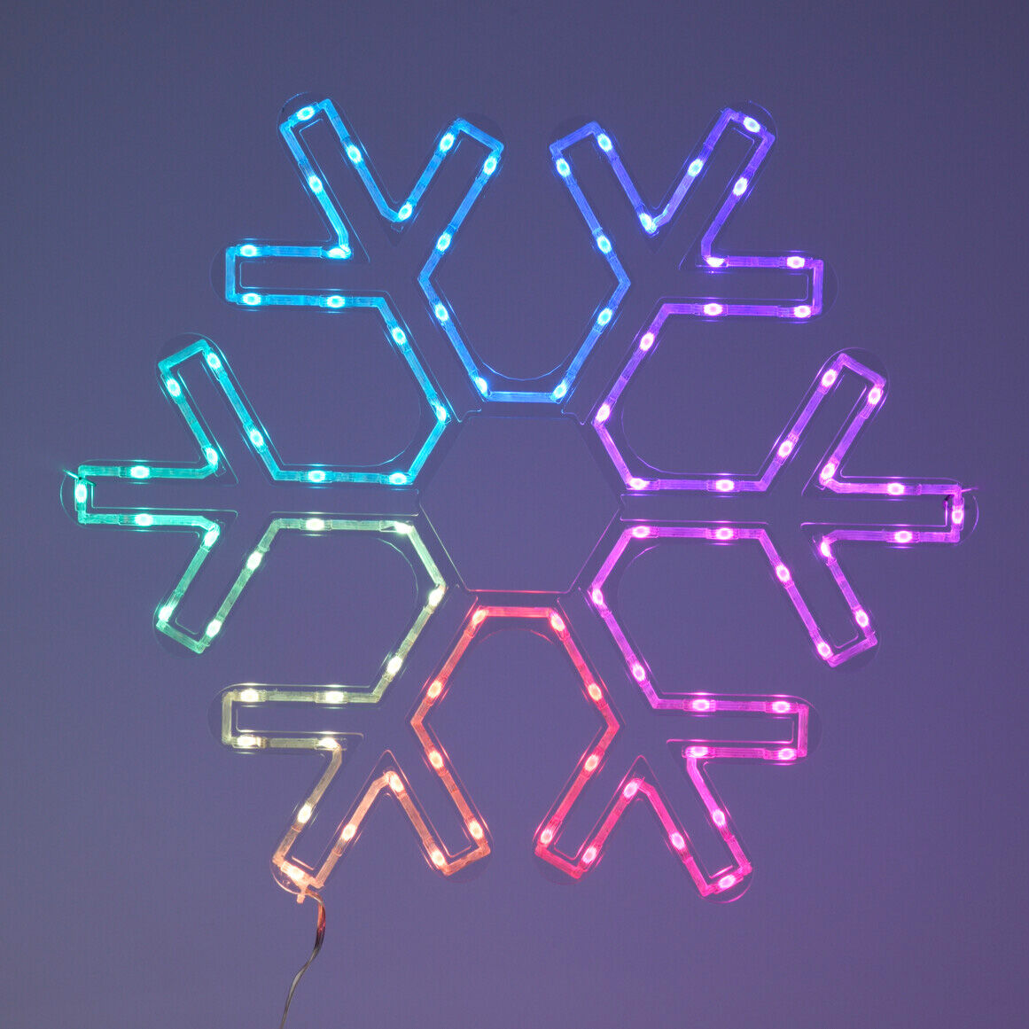 Flocon de neige lumineux néon 96 LED H43 cm Multicolore