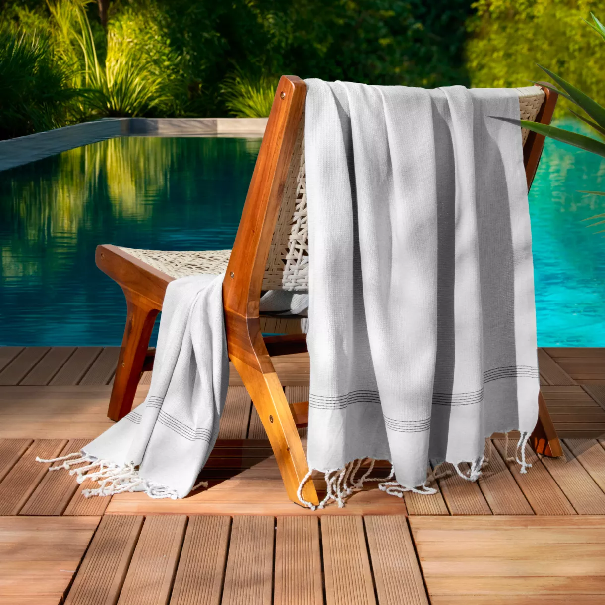 Fouta en algodón reciclado (100 x 200 cm) Playa Gris