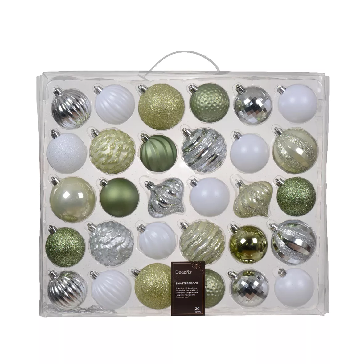 Kit de decoración de árbol de Navidad Agéna Menta blanca, blanco y plata