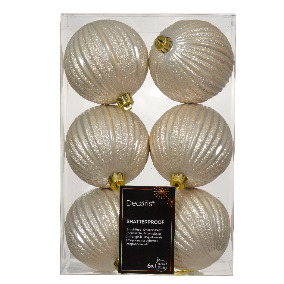 Lot de 6  Boule incassable dia8.00cm perle