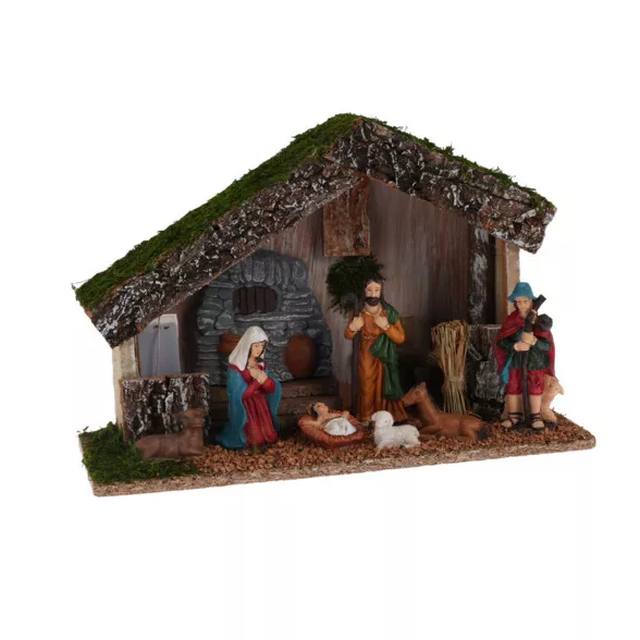 CRECHE MDF HOUSE W 7 FIGURES WW LED MOD A