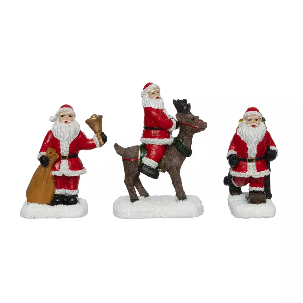 eminza Lot de 3 figurines pour village (H7 cm) Père Noël en poste