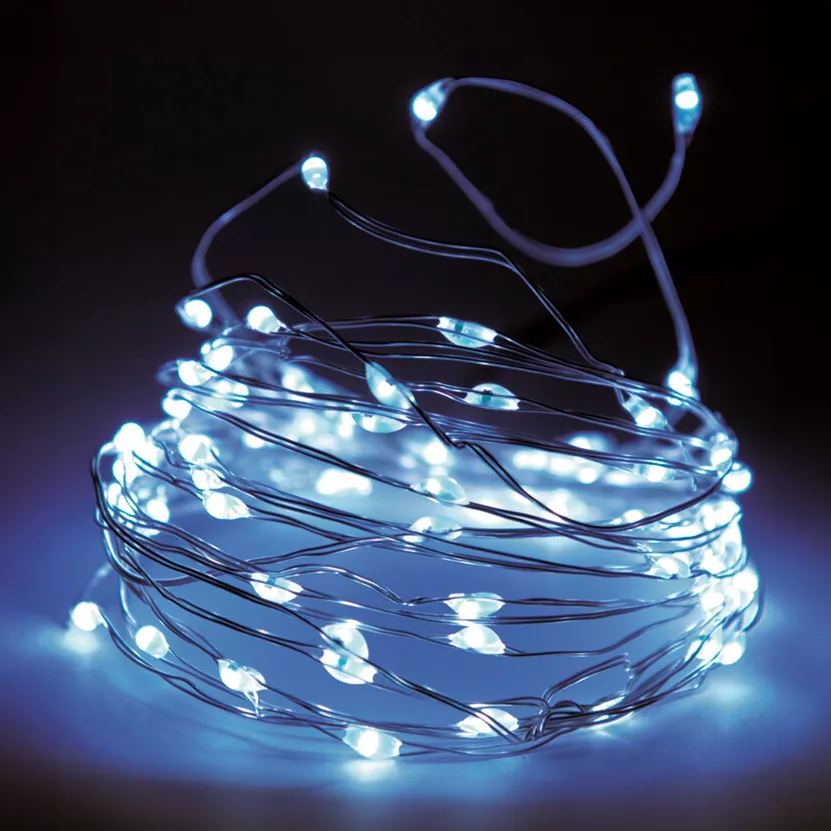 FIL D'ARGENT - 240 MICRO LED BLANC FROID INTERIEUR/EXTERIEUR + BOITIER CLIGNOTEUR 8 FONCTIONS + TIMER