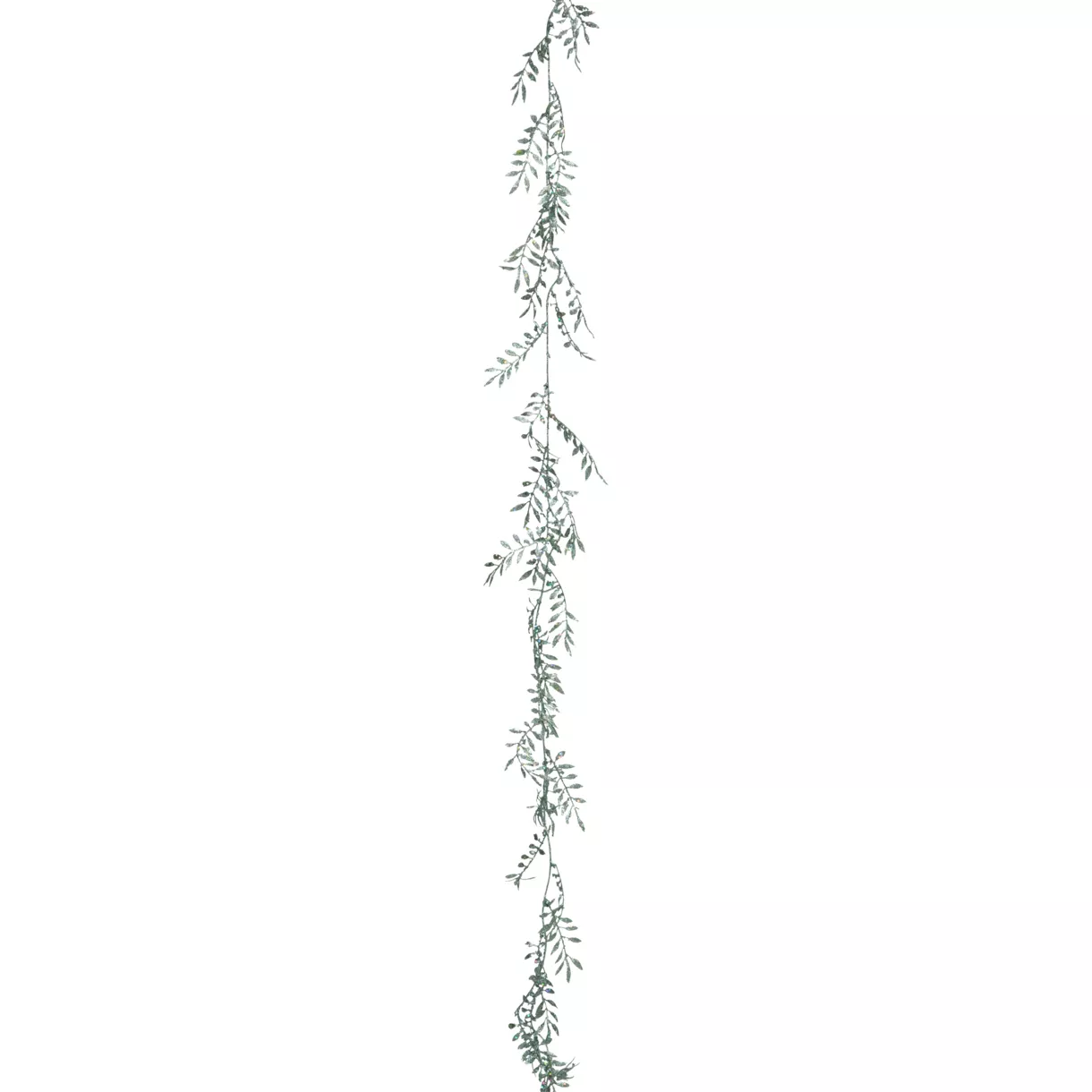 eminza Guirlande de Noël (180 cm) Feuilles pailletées Vert irisé