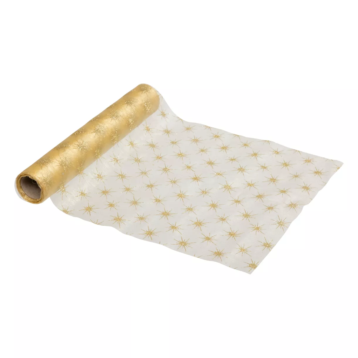 Tischläufer aus Organza (500 x 28 cm) Étoiles Weihnachten Gold