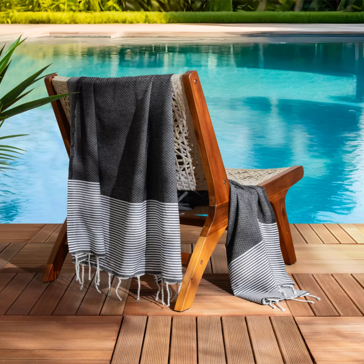 Fouta en algodón reciclado (100 x 200 cm) Océano Negro