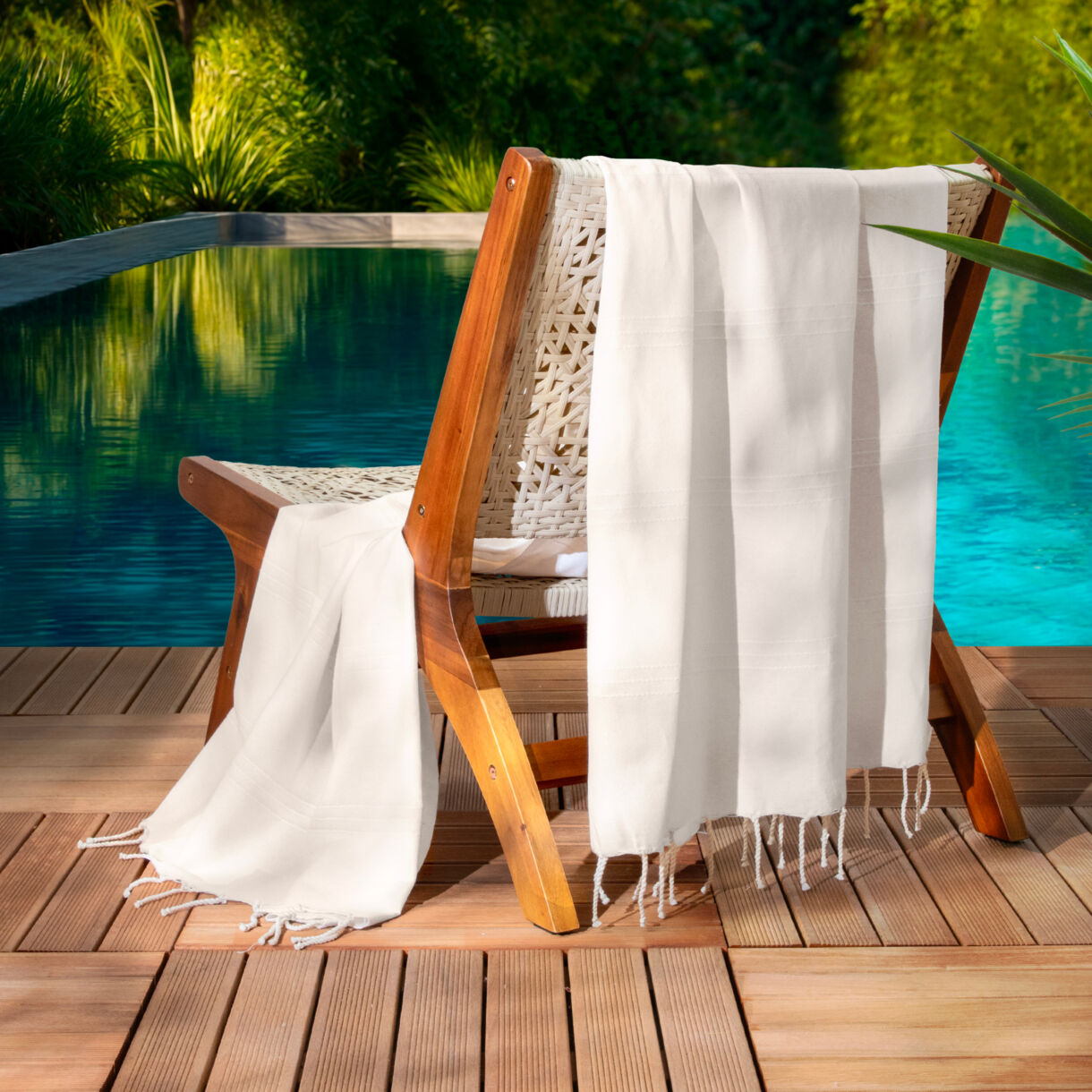 Fouta en algodón reciclado (100 x 200 cm) Sunshine Blanca