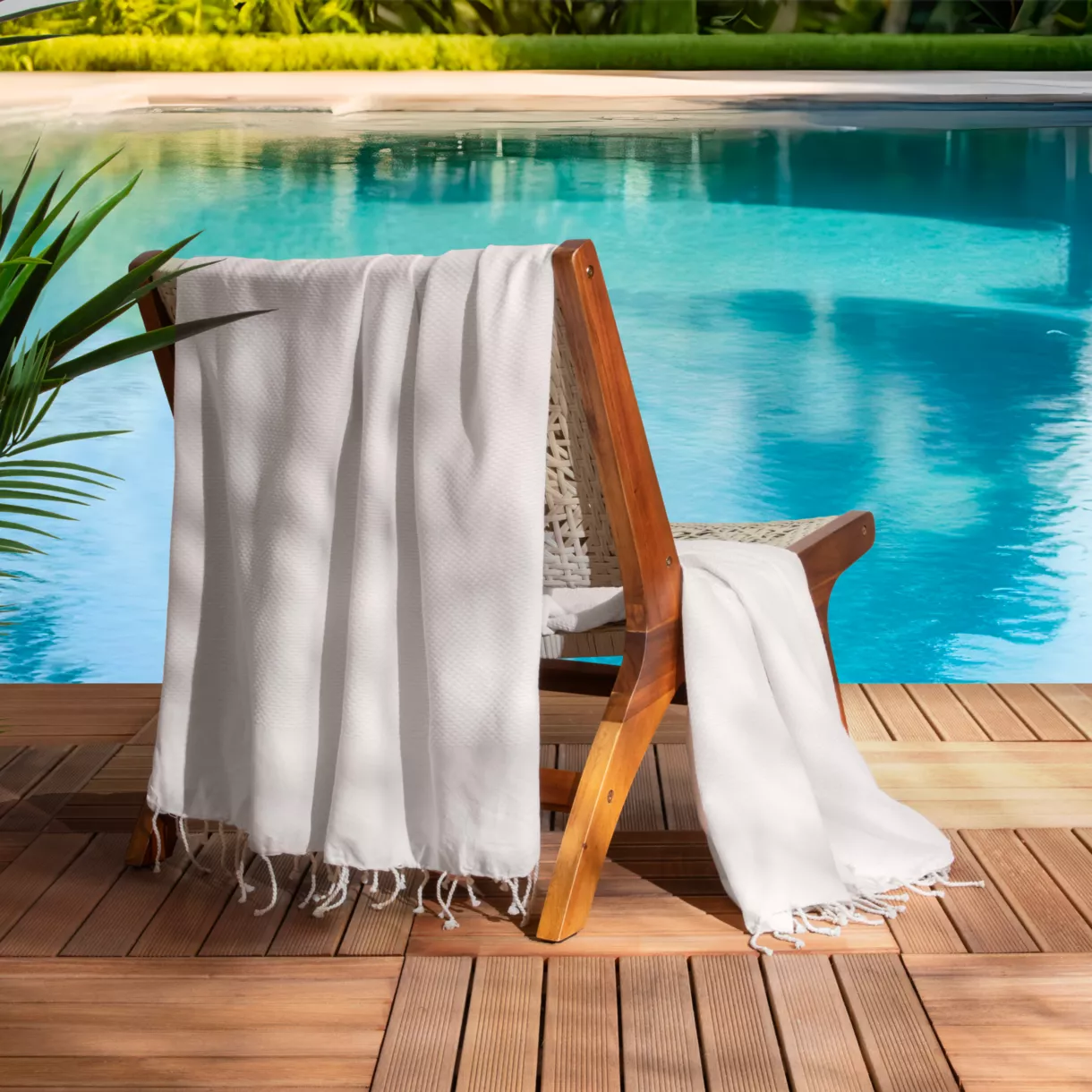 Fouta en algodón reciclado (200 x 200 cm) Espuma Blanca