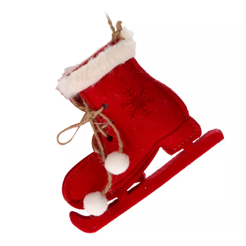 DECO PENDRE PATIN GLACE 13CM ROUGE