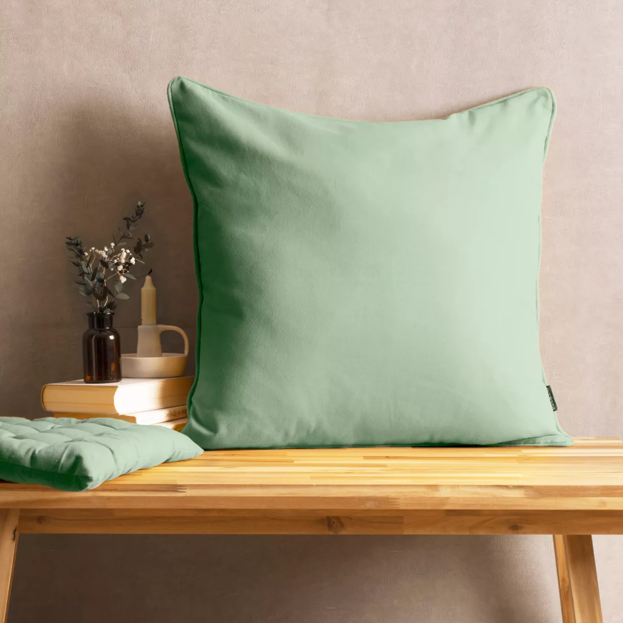 Cuscino quadrato in cotone (60 x 60 cm) Pixel Verde menta