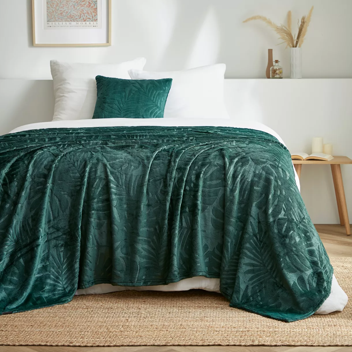 Manta suave en franela (220 x 240 cm) Flore Verde