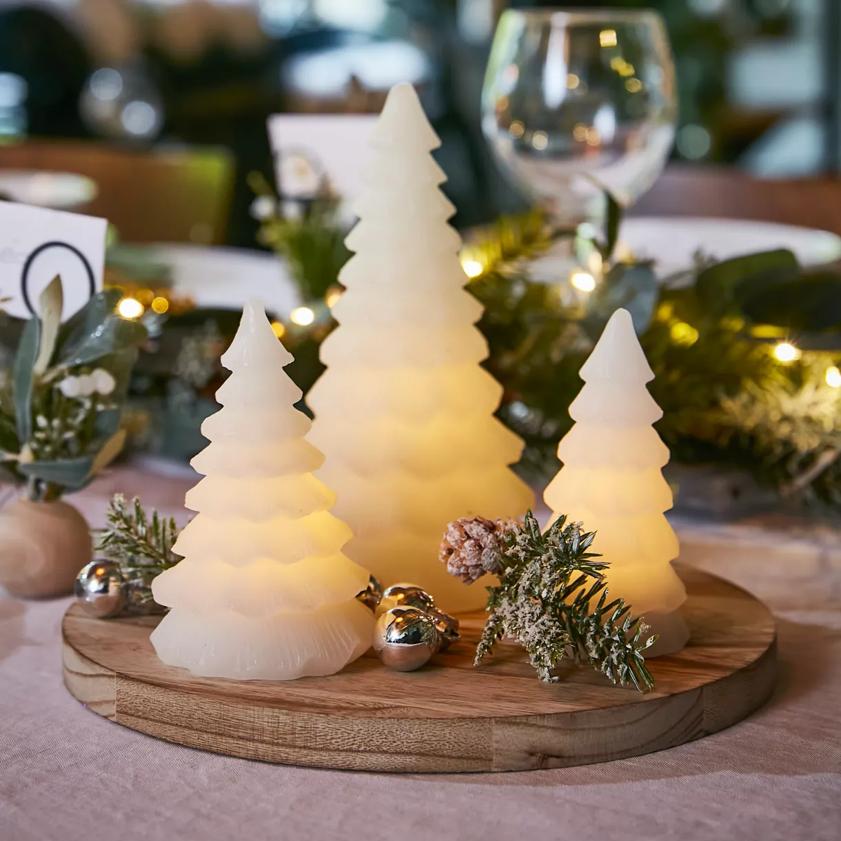  Cofre de velas de pino con luz Blanco cálido  LED