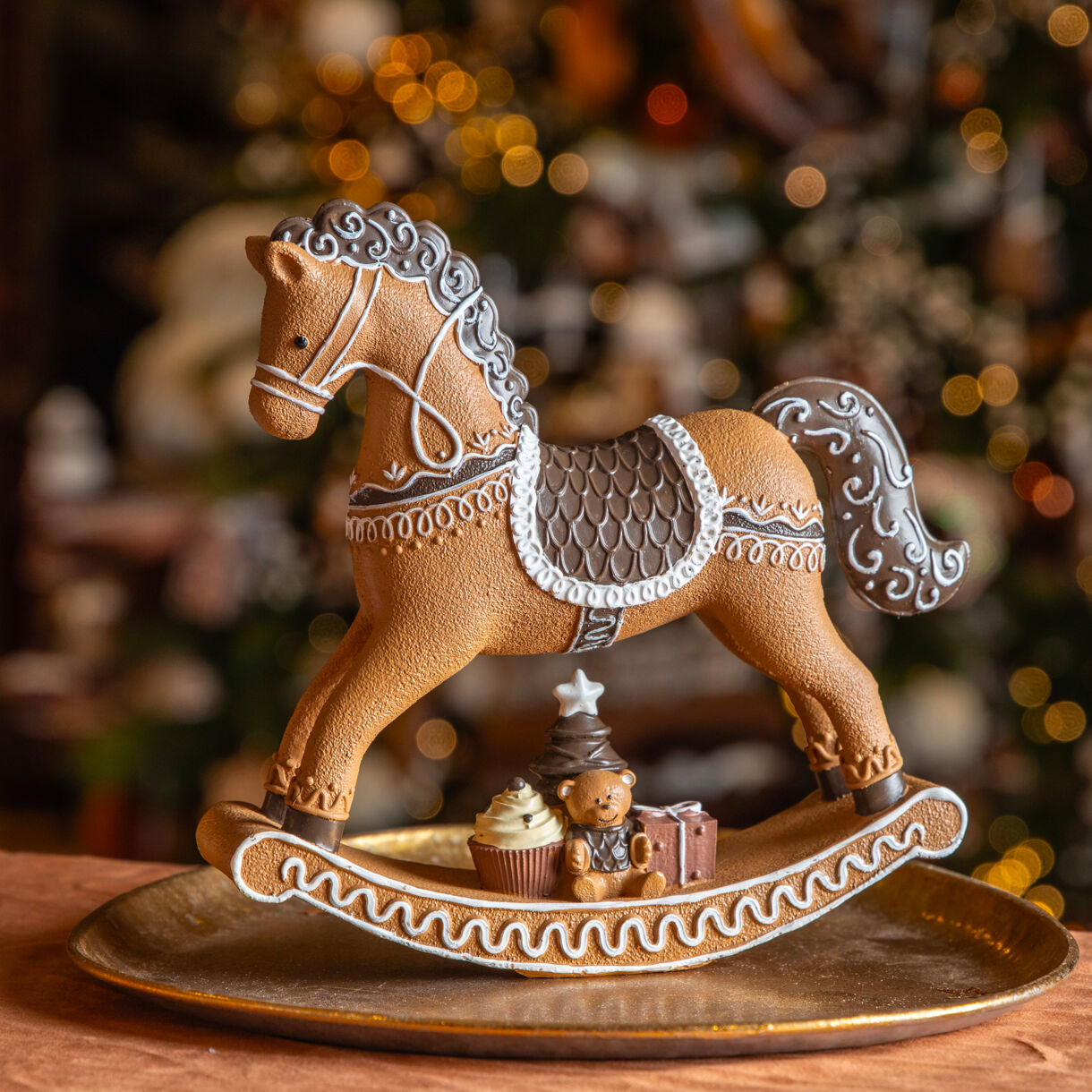 Schaukelpferd (H20 cm) Biscuit Lebkuchen